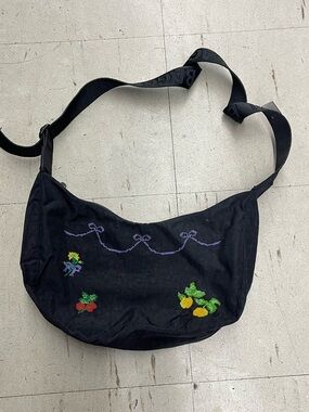 Baggu cross stitch medium nylon crescent bag